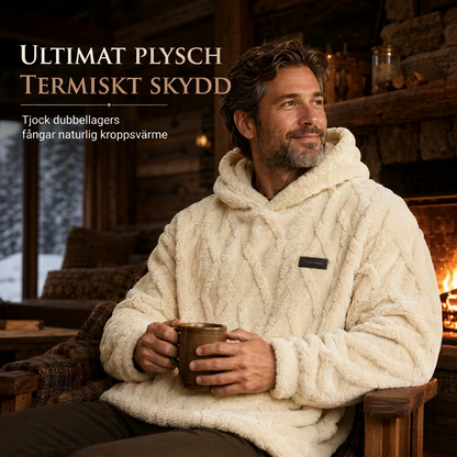 Herrluva med varmt foder för vinter, jacquardmönstrad, långärmad pullover-tröja för avslappnad utomhusbruk