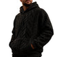 Herrluva med fleecefoder för vinter, jacquardmönstrad, långärmad pullover-tröja för avslappnad utomhusbruk