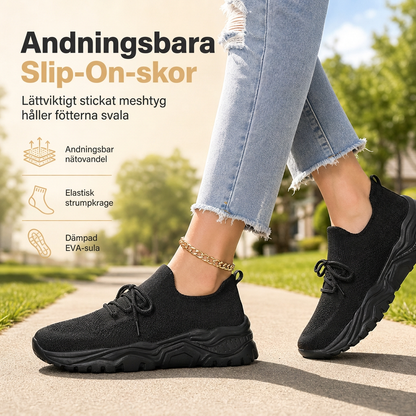 Kvinnors vardagliga andningsbara slip-on sneakers