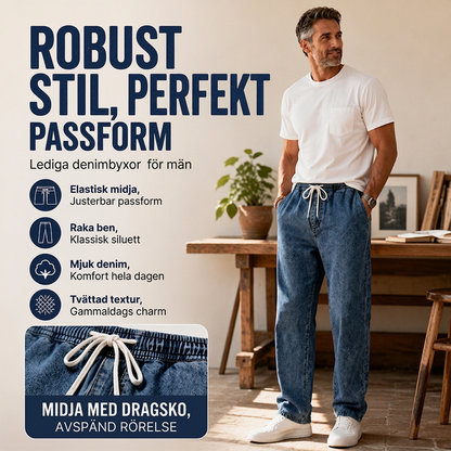 🍂Höstens bästsäljare|Avslappnade Herrjeans med Rak Passform – Perfekta för Vardag