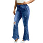 👖 Dammjeans med hög midja och utsvängda ben samt slitna detaljer – Trendiga utsvängda jeans med bekväm passform och tuff denimlook ✨