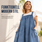 Damens oversize-kostymkjol i denim med hängslen, maxilängd, ledig stil