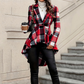 Kvinnlig rutig kappa med high-low peplum