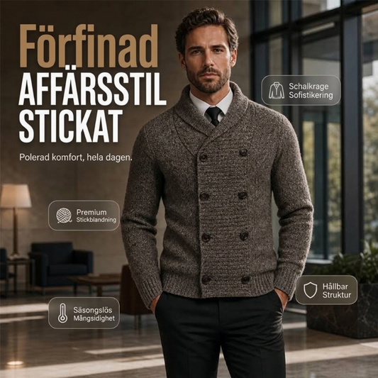 📢🎉50 % rabatt!!!🛍️✨Stickad kofta för herrar med sjalkrage och dubbelknappning