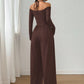 Elegant djup V-ringad jumpsuit med halterneck för kvinnor