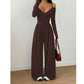 Elegant djup V-ringad jumpsuit med halterneck för kvinnor
