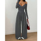 Elegant djup V-ringad jumpsuit med halterneck för kvinnor