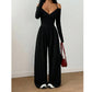 Elegant djup V-ringad jumpsuit med halterneck för kvinnor