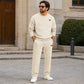 Set för män: Jacquard-bokstäver sweatshirt och byxor med dragsko