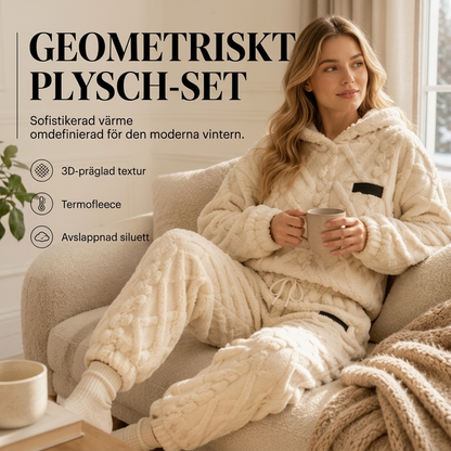 🔥 50 % RABATT | Set med fluffig huvtröja med 3D-struktur och byxor för kvinnor – Mysig tvådelad vinterdräkt