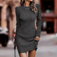🔥 Dagens specialerbjudande – Ribbad bodycon-klänning med rund halsringning för damer ✨ rund halsringning, ribbat tyg, bodycon-passform