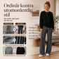 Damset i vardagsstil med crewneck-topp och mönstrade byxor