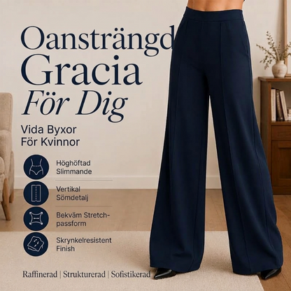 Casualbyxor med hög midja och vid ben för kvinnor