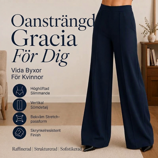 Casualbyxor med hög midja och vid ben för kvinnor