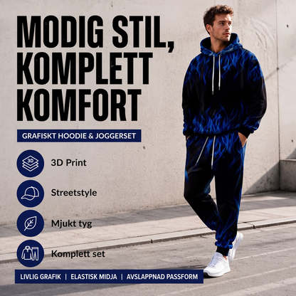 50 % RABATT IDAG! 🧥 Set med huvtröja och byxor för män – mysig komfort, urban stil och modern look för vardagen ✨
