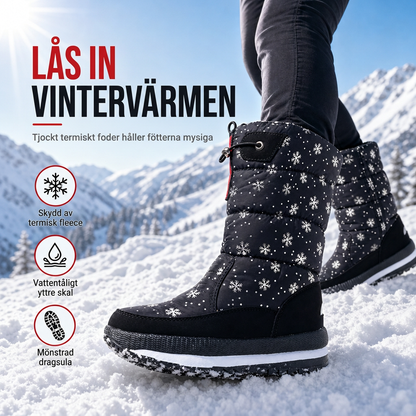Vinterkängor för kvinnor, höga snökängor, vattentäta, halkfria, utomhus långa kängor med tjock foder av plysch och tjock sula