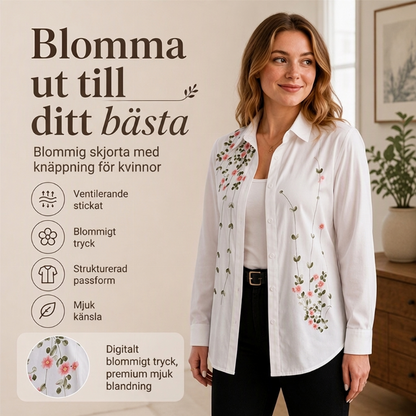 🌸 Ny kollektion ✨ Blus med blommönster och långa ärmar för damer – elegant och avslappnad topp för en feminin look