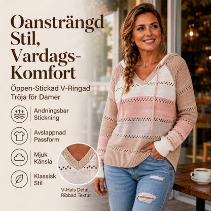 🌈 Färgglad öppen stickad huvtröja för kvinnor – bekväm, mångsidig, perfekt för vardag och kyliga dagar, nu till halva priset! ✨