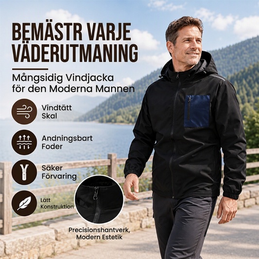 🌬️ Vindjacka för män för utomhusbruk med avtagbar huva – lätt, vindtät och bekväm, perfekt för höst och vinter, nu till halva priset! ✨