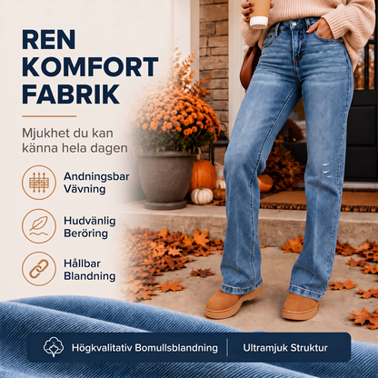 Dam avslappnade stretchiga högmidjejeans