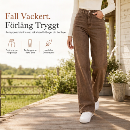 🎉 Nyhet! 👖 Högmidjade stretchiga raka jeans för kvinnor – smickrande, bekväma och formande, perfekta för vardag och höst. ✨