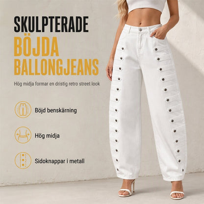 👖 Ballongjeans för dam med hög midja och kurvade ben – retro, lös passform, premium denim, perfekt för vardag och streetstyle! ✨