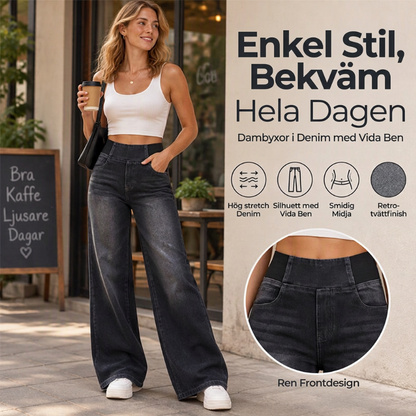 ⏳Sista dagen med rea - 50% rabatt👖kvinnors avslappnade jeans med stretch och vida ben