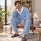 🎉 Nyhet! 🛌 Herrmysig värmande fluffig pyjamasuppsättning – mjuk, varm och bekväm, perfekt för kalla nätter. ✨