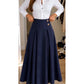 💥 Tidsbegränsat erbjudande 👗 Kvinnlig högmidjad, veckad A-linje-maxi kjol ✨ Hög midja, veckad design, flytande A-linje långkjol