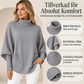 🍀 Kvinnlig turtleneck batärmade ärmar stickad tröja