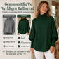 🍀 Kvinnlig turtleneck batärmade ärmar stickad tröja