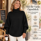 🍀 Kvinnlig turtleneck batärmade ärmar stickad tröja