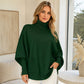 🍀 Kvinnlig turtleneck batärmade ärmar stickad tröja