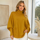 🍀 Kvinnlig turtleneck batärmade ärmar stickad tröja