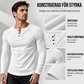 Casual, smal ribbstickad Henley-t-shirt för män