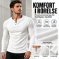 Casual, smal ribbstickad Henley-t-shirt för män