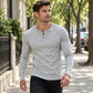 Casual, smal ribbstickad Henley-t-shirt för män