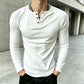 Casual, smal ribbstickad Henley-t-shirt för män