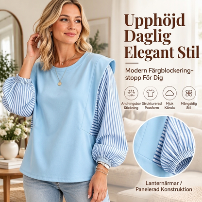 🔥Bästsäljare + 50 % rabatt!🔥 Avslappnad långärmad damtröja med patchwork-mönster