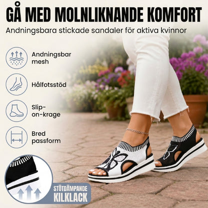 Casual strandtofflor med öppen tå och platå för dam